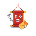 With envelope Happy face chinese scrolls mascot cartoon style Royalty Free Stock Photo