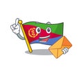 With envelope Happy face flag eritrea mascot cartoon style