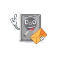 With envelope hard drive internal mascot isolated cartoon