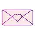 Envelope with a heart flat icon. Romantic close envelope with heart symbol illustration isolated on white. Love letter Royalty Free Stock Photo