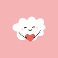 Envelope with heart flying on a heart-shaped balloon CLOUD LOVE VALENTINES DAY Royalty Free Stock Photo
