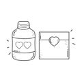 Envelope with heart and mason jar