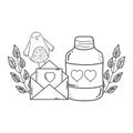 Envelope with heart and mason jar