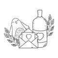 Envelope with heart and mason jar