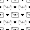 Envelope with heart seamless vector pattern. Closed love letter, secret romantic message. Mail for Valentine's Day