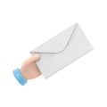 Envelope holding in the hand. Email message concept, sending. Postman gives a letter. Delivery of messages. Royalty Free Stock Photo