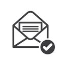 Envelope icon with check sign. Envelope icon and approved, confirm, done, tick, completed symbol Royalty Free Stock Photo
