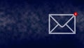 Envelope icon on a dark-blue background. Email concept. Receiving messages. Business. Lifestyle.