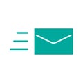 Envelope icon. Filled outline colorful version. Symbol for e-shop - sending virtual goods. Vector graphics.