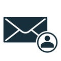 Envelope icon flat black closed contact round