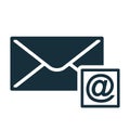 Envelope icon flat black closed email