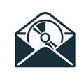 Envelope icon flat black open disc
