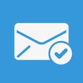 Envelope icon, multimedia icon with check sign. Envelope icon and approved, confirm, done, tick, completed symbol Royalty Free Stock Photo