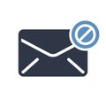 Envelope icon, multimedia icon with not allowed sign. Envelope icon and block, forbidden, prohibit symbol