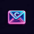 Envelope icon in neon style on dark background. Vector illustration. Royalty Free Stock Photo