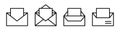 Envelope icon set. Open mail icon in line. Message symbol in outline. Mail envelope in outline. Letter sign. Open email symbol in Royalty Free Stock Photo