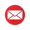 Envelope icon white isolated on red circle with shadow for social media web mail notification Royalty Free Stock Photo