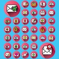 Envelope icons in pink color circle