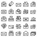 Envelope icons set, outline style