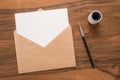 Envelope, ink pen, inkwell Royalty Free Stock Photo