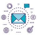 Envelope with innovation icons