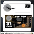 Envelope and an invitation to a party celebrating Halloween