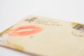 Envelope with kiss from lips Message from the enamored girl.