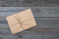 Envelope from Kraft on a wooden background