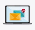 Envelope laptop mail communication icon vector Royalty Free Stock Photo