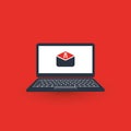 Envelope on a Laptops Screen - Malware Infection by E-mail