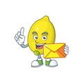 With envelope lemon character with design cartoon mascot