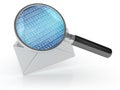 Envelope Letter with Binary Code and Magnifying Glass Royalty Free Stock Photo