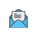 Envelope with letter filled outline icon, line vector sign, linear colorful pictogram.