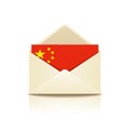 Envelope letter flag of china isolated on white background