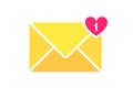Envelope letter icon. Mail envelope with a heart letter. Sign of the received message. Mailbox notification. Email