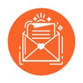 Envelope with letter line color icon. Wedding invitation concept. Felicitation. Sign for web page, mobile app, banner, social