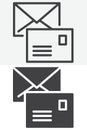 Envelope letter line and solid vector icon set Royalty Free Stock Photo