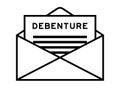 Envelope and letter sign with word debenture as headline Royalty Free Stock Photo