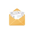 Envelope with letters and documents in flat vector illustration Royalty Free Stock Photo