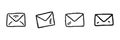 Envelope Line Icon Set In Doodle Style. Mail Communication And Correspondence Outline Sketch Collection. Hand Drawn Royalty Free Stock Photo