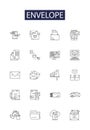 Envelope line vector icons and signs. Mailer, Packet, Pouch, Sack, Envelope, Sheathe, Enclose, Wrap outline vector Royalty Free Stock Photo