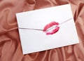 Envelope with lipstick kiss