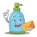 With envelope liquid soap character cartoon