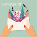 Envelope with love letter. Colorful hand drawn illustration with hand lettering for Happy ValentineÃ¢â¬â¢s day. Greeting card