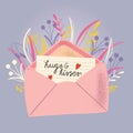 Envelope with love letter. Colorful hand drawn illustration with hand lettering for Happy ValentineÃ¢â¬â¢s day. Greeting card