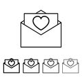 envelope with love letter icon in different thickness style. One of Valentine collection icon can be used for UI, UX