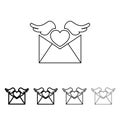 envelope with love letter icon in different thickness style. One of Valentine collection icon can be used for UI, UX