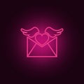 envelope with love letter icon. Elements of Valentine in neon style icons. Simple icon for websites, web design, mobile app, info