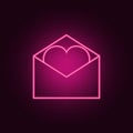 envelope with love letter icon. Elements of Valentine in neon style icons. Simple icon for websites, web design, mobile app, info Royalty Free Stock Photo