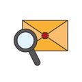 Envelope with magnifier. Vector Royalty Free Stock Photo